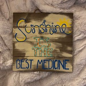 Hanging Wooden Frame (10 x 10 inches) “Sunshine is the Best Medicine”